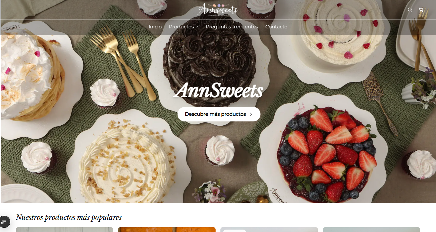 AnnSweets custom cake e-commerce website